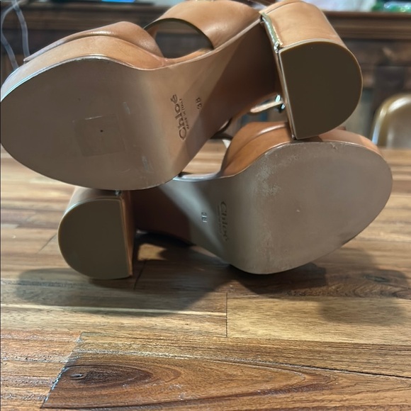 Chloe Tan Platform Sandals with Chunky Heel size 8 - Picture 11 of 15